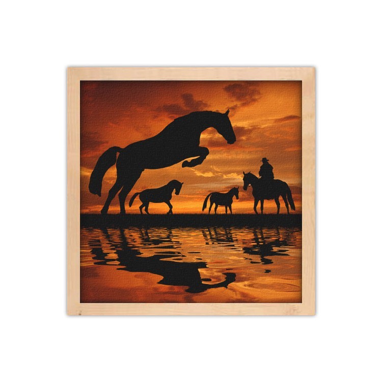 Πίνακας σε Καμβά Άλογα στο ηλιοβασίλεμα