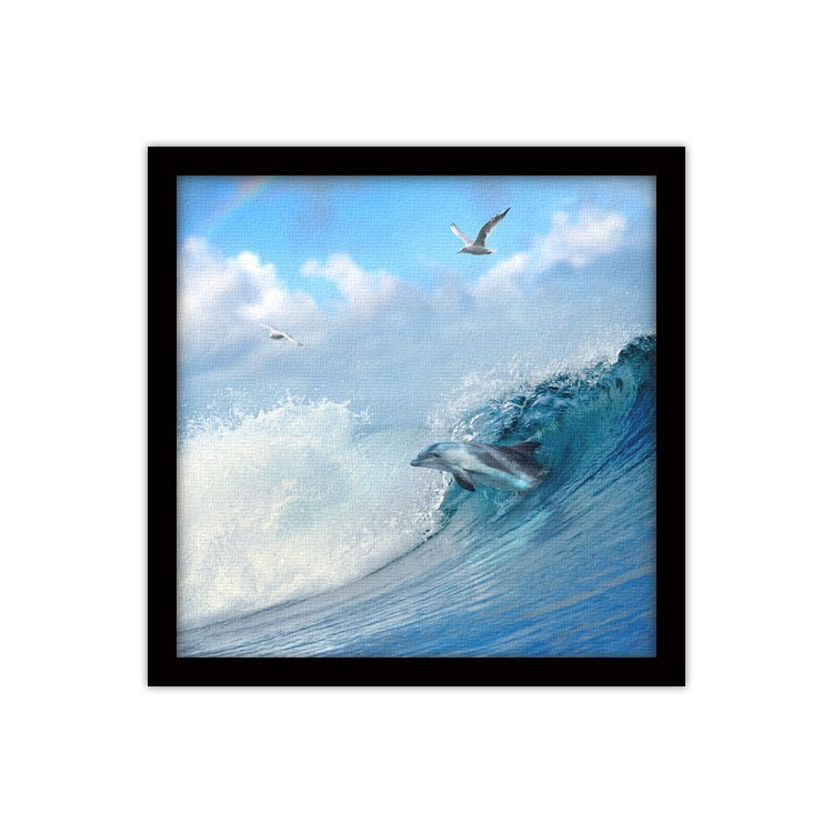 Πίνακας σε Καμβά Δελφίνι μέσα στα κύματα