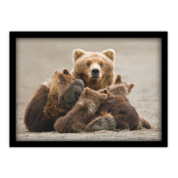 Πίνακας σε Καμβά Καφέ αρκούδα με τα αρκουδάκια της