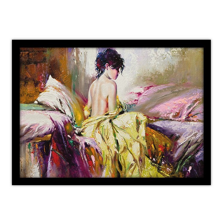 Πίνακας σε Καμβά Πορτρέτο γυμνής κοπέλας στο κρεβάτι