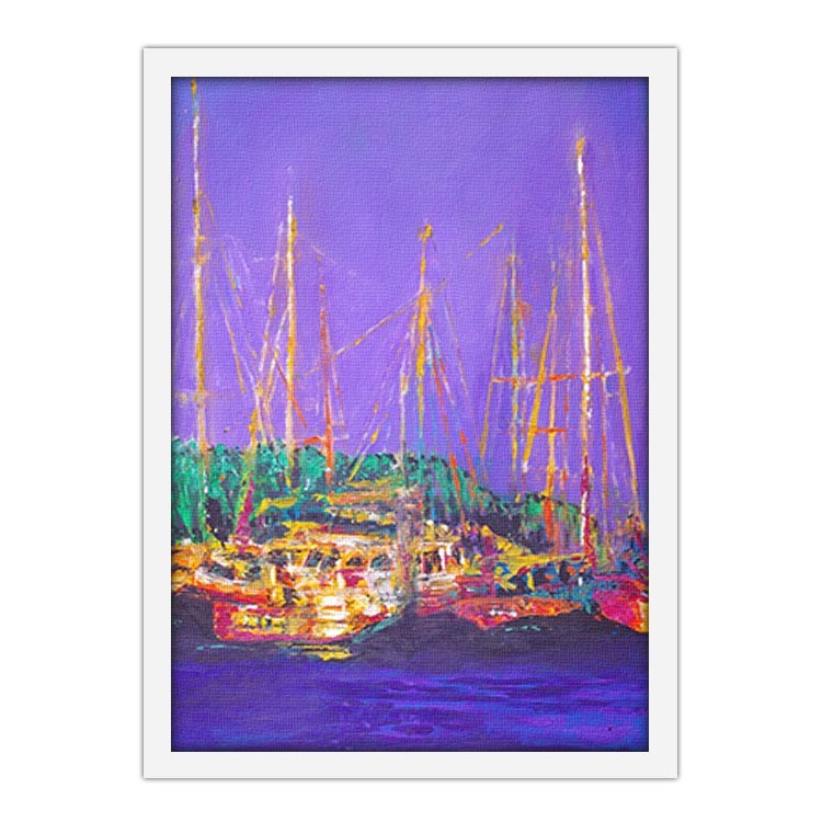 Πίνακας σε Καμβά Βάρκες στο λιμάνι