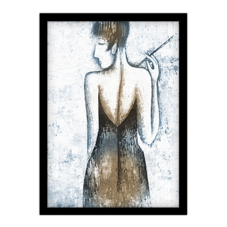 Πίνακας σε Καμβά Γυναίκα με εξώπλατο φόρεμα