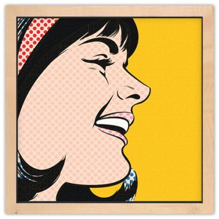 Pop art γυναίκα με κίτρινο φόντο Πίνακας σε Καμβά