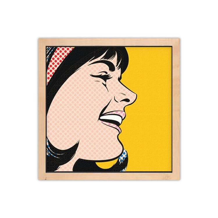 Πίνακας σε Καμβά Pop art γυναίκα με κίτρινο φόντο