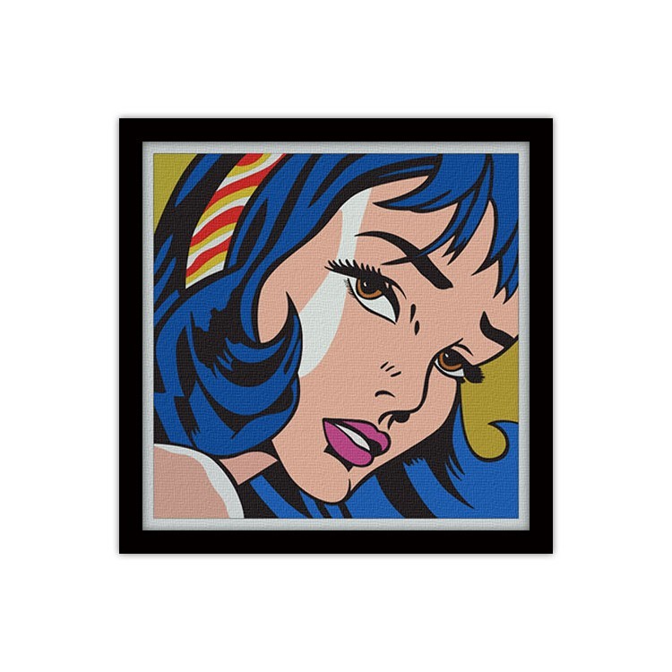 Πίνακας σε Καμβά Pop art κορίτσι με μπλε μαλλιά