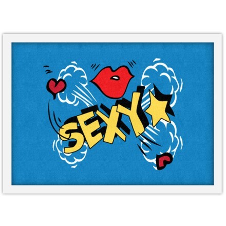 Ερωτικό λογότυπο σε μπλε φόντο Πίνακας σε Καμβά