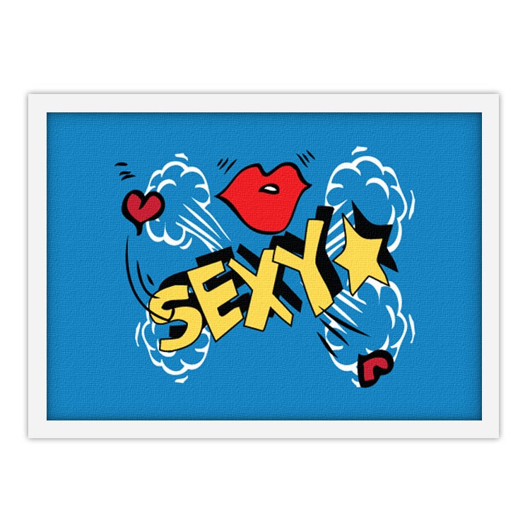 Πίνακας σε Καμβά Ερωτικό λογότυπο σε μπλε φόντο