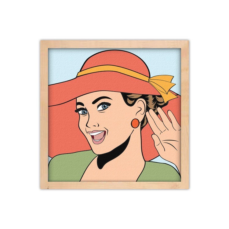 Πίνακας σε Καμβά Retro όμορφη γυναίκα με κόκκινο καπέλο