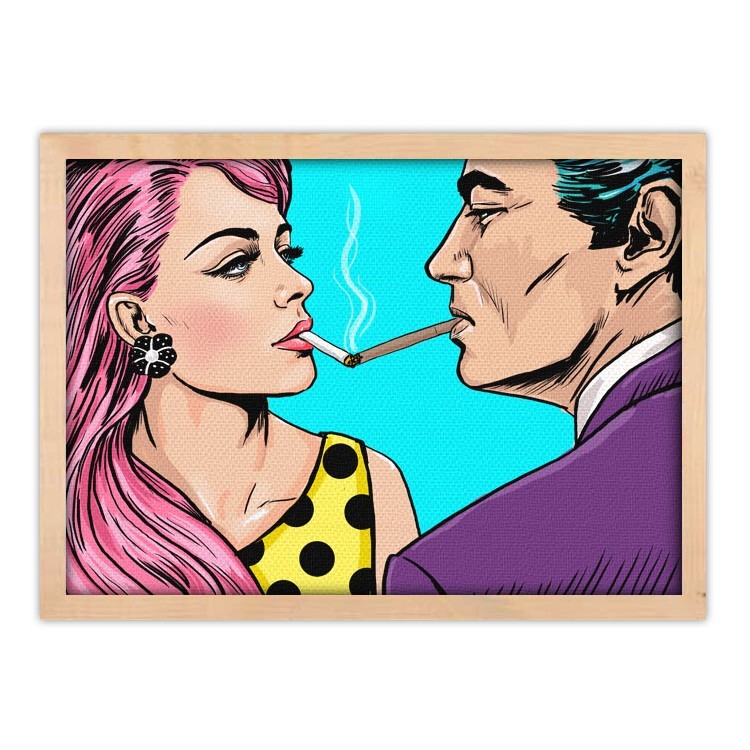 Πίνακας σε Καμβά Ζευγάρι  που καππνίζει pop art