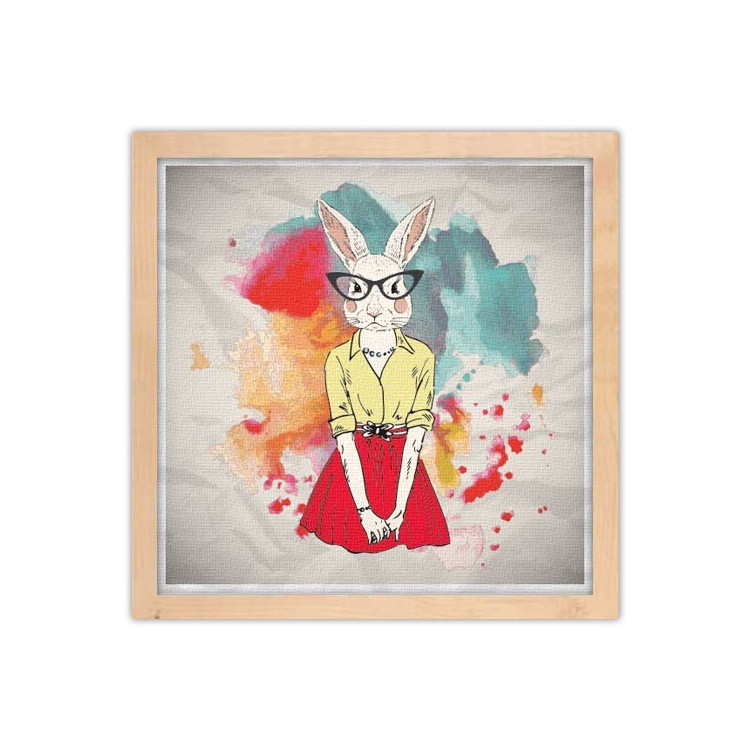 Πίνακας σε Καμβά Mrs. Rabbit με γυαλιά