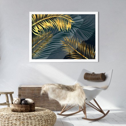 Gold leaves with blue