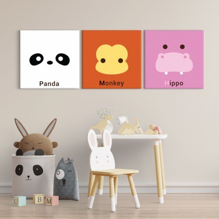 Panda Monkey Hippo Multi Panel Πίνακας