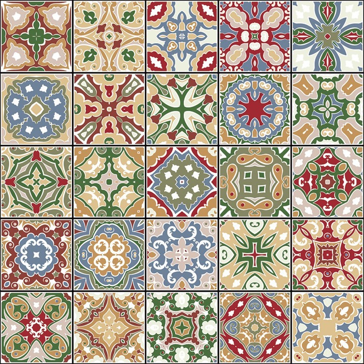  Tiles in retro colors