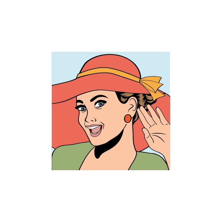  Ποπ Αρτ ρετρό γυναίκα με καπέλο σε στυλ κόμικς