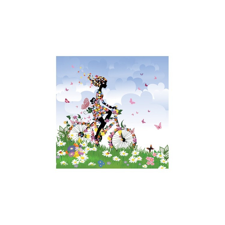  Κορίτσι με λουλούδια σε ποδήλατο