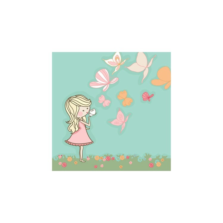  Κορίτσι παίζει με πεταλούδες
