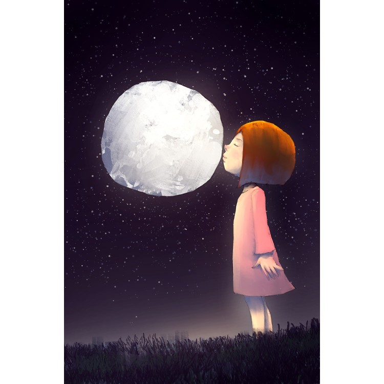  Κοριτσάκι φιλάει το φεγγάρι