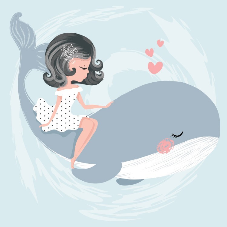  Κορίτσι πάνω σε φάλαινα