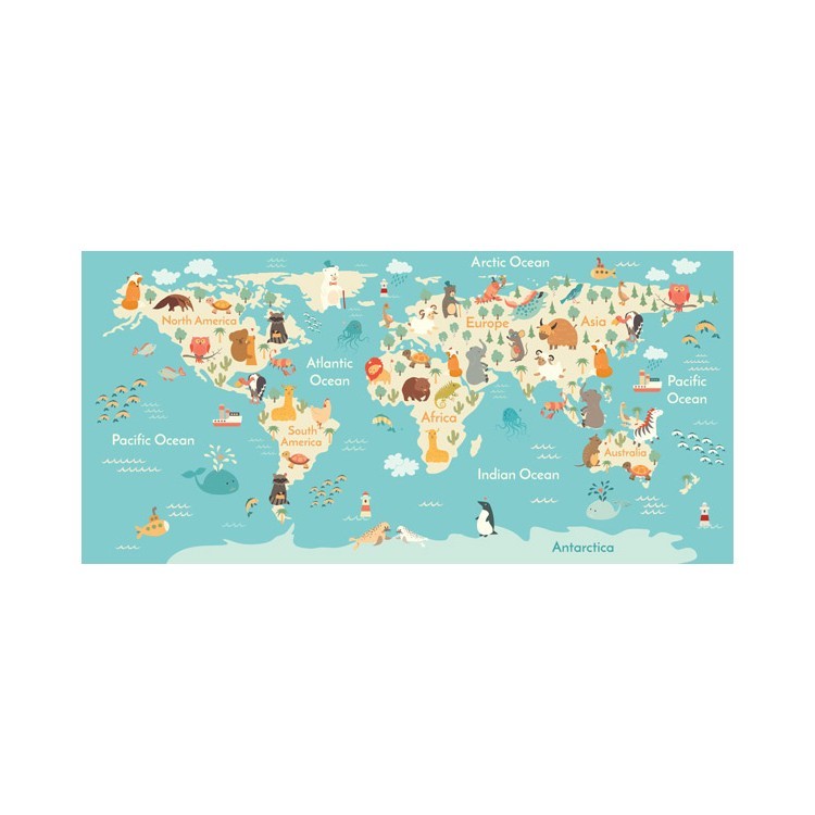  Παγκόσμιος Χάρτης με Ζώα