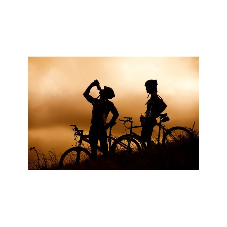  Ζευγάρι με ποδήλατα στο ηλιοβασίλεμα
