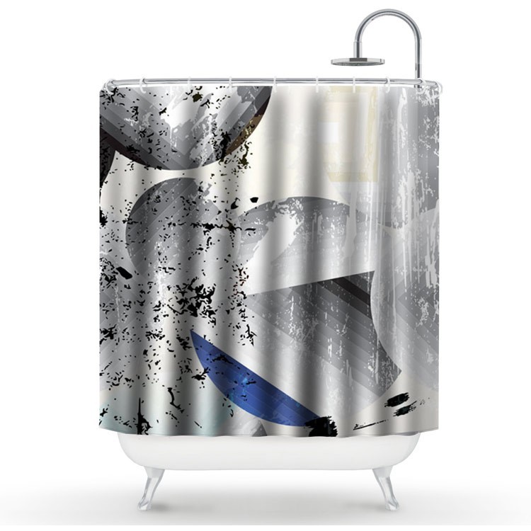 Κουρτίνα Μπάνιου Αφηρημένο σχέδιο σε γκρί απόχρωση