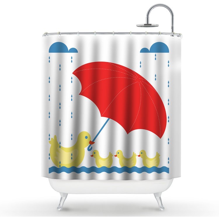 Κουρτίνα Μπάνιου Παπάκια στην βροχή