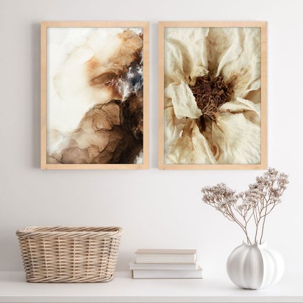 Καφέ & λευκή σύνθεση Gallery Wall σε Καμβά