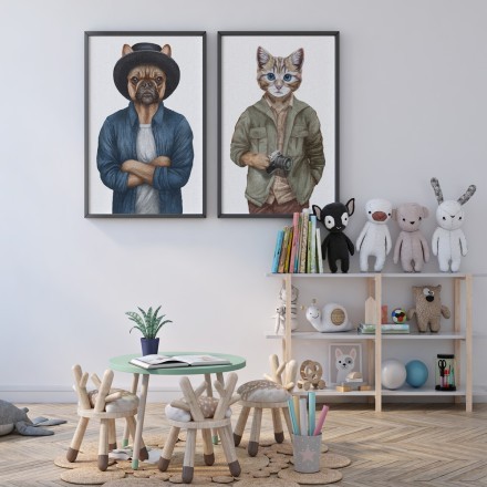 Ο Κυρίος σκύλος & ο Κύριος γάτος Gallery Wall σε Καμβά
