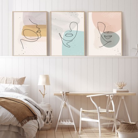 Γραμμικό περίγραμμα χειλιών Gallery Wall σε Καμβά