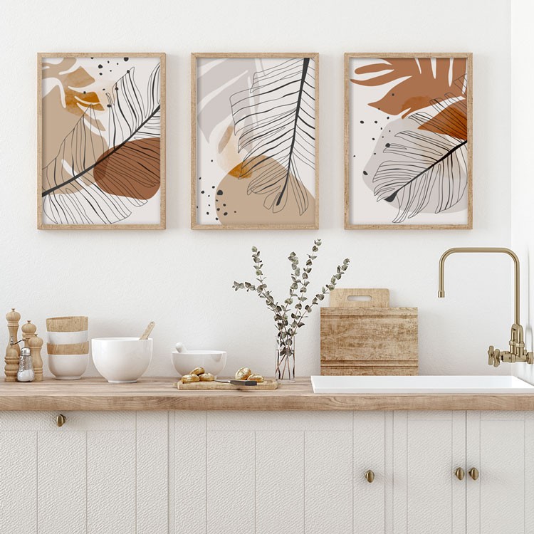 Gallery Wall σε Καμβά Περίγραμμα τροπικών φύλλων