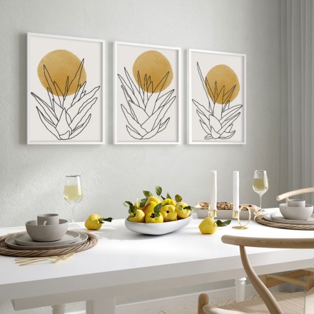 Φεγγάρι πίσω από το φυτό Gallery Wall σε Καμβά