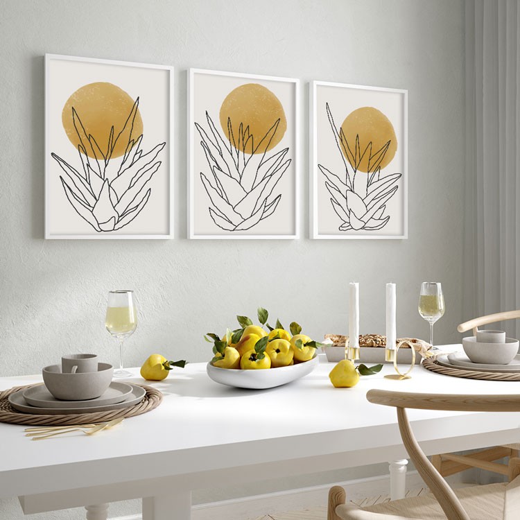 Gallery Wall σε Καμβά Φεγγάρι πίσω από το φυτό