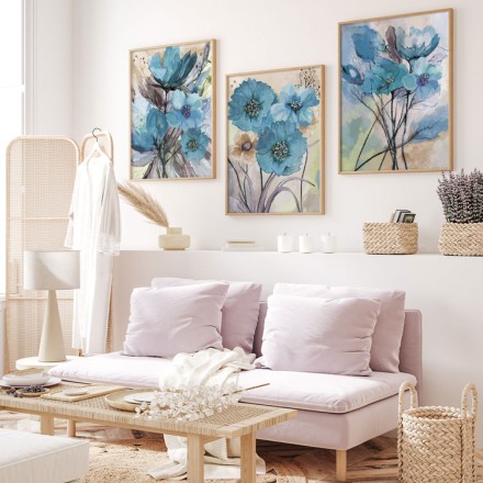 Μπλε μπουκέτο λουλουδιών Gallery Wall σε Καμβά