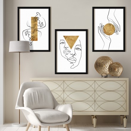 Art with gold pieces Gallery Wall σε Καμβά