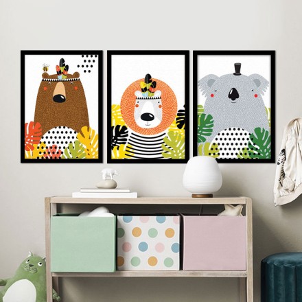 Ζωάκια στην φύση Gallery Wall σε Καμβά