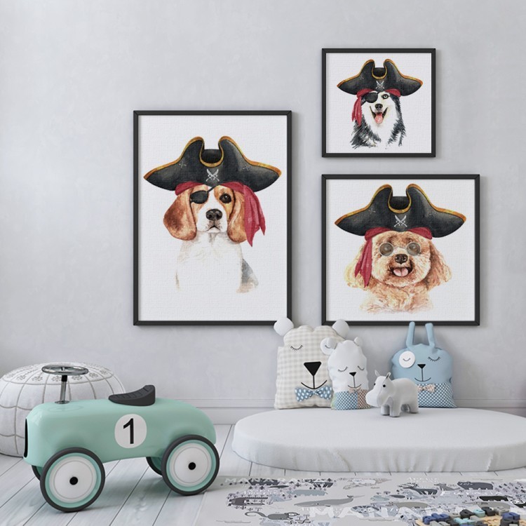 Gallery Wall σε Καμβά Πορτρέτα με σκυλάκια πειρατές