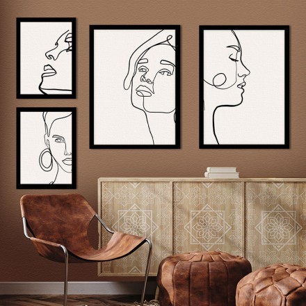 Περίγραμμα γυναικείου πορτρέτου Gallery Wall σε Καμβά
