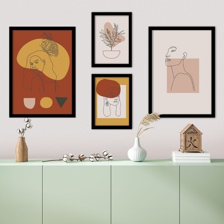Artsy woman and plant Gallery Wall σε Καμβά