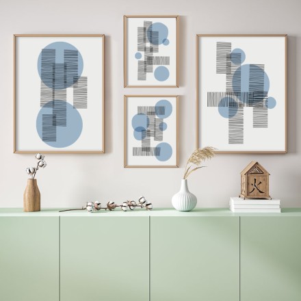 Μπλε κυκλάκια Gallery Wall σε Καμβά