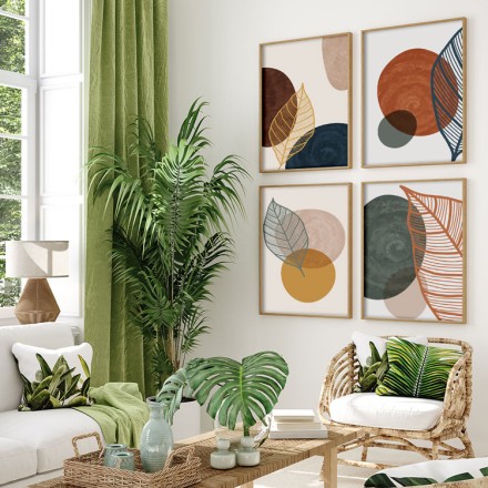 Κηλίδες και φύλλα Gallery Wall σε Καμβά