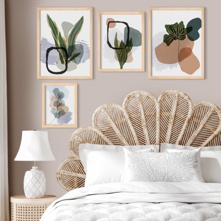 Plants and colorful shapes Gallery Wall σε Καμβά