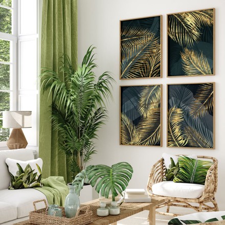 Χρυσά φύλλα Gallery Wall σε Καμβά
