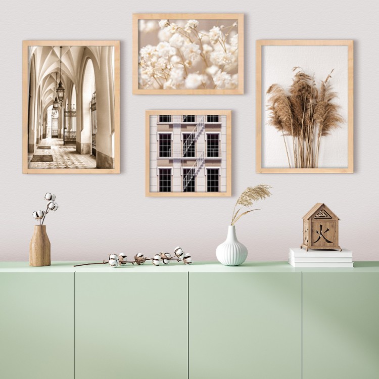 Gallery Wall σε Καμβά Κτήρια και λουλούδια