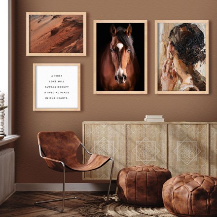 Brown abstraction art Gallery Wall σε Καμβά