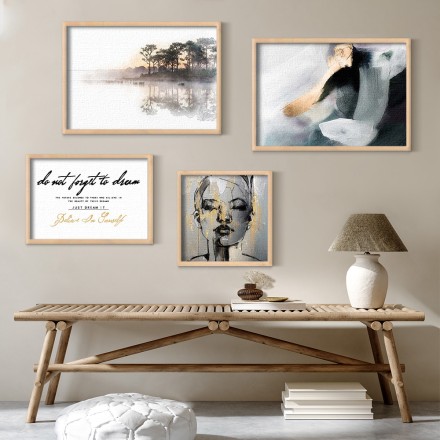 Γαλήνια ζωγραφισμένη σύνθεση Gallery Wall σε Καμβά