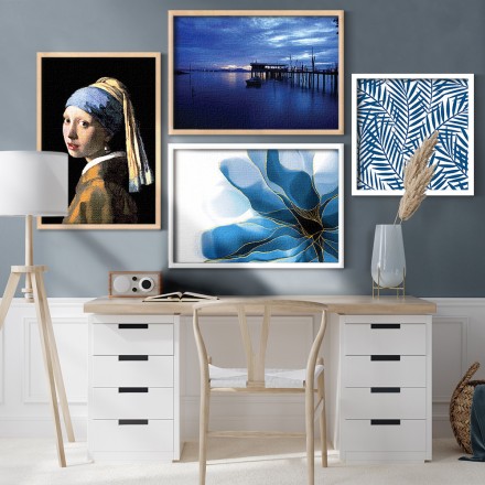 Μπλε εντύπωση Gallery Wall σε Καμβά