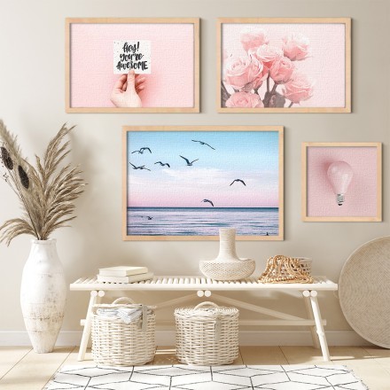 Pink paintings Gallery Wall σε Καμβά
