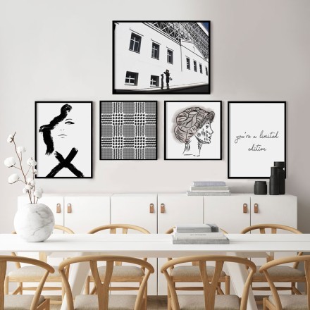 Γκρι & άσπροι τόνοι Gallery Wall σε Καμβά