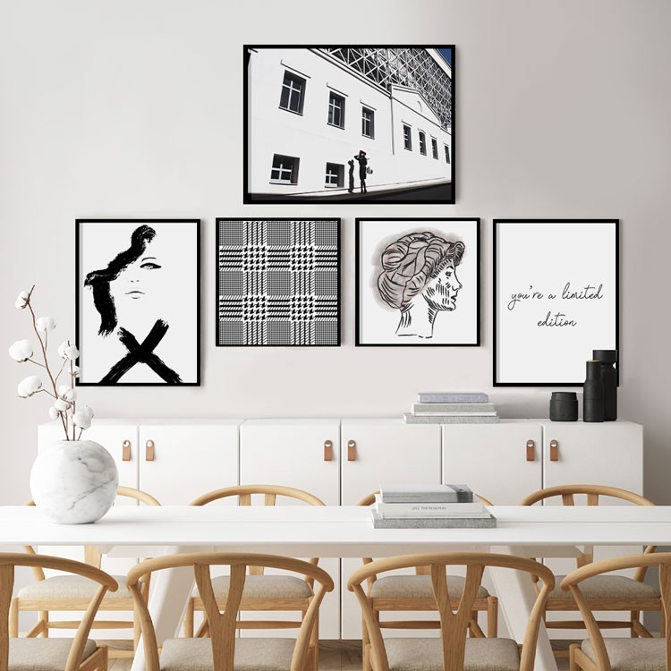 Gallery Wall σε Καμβά Γκρι & άσπροι τόνοι