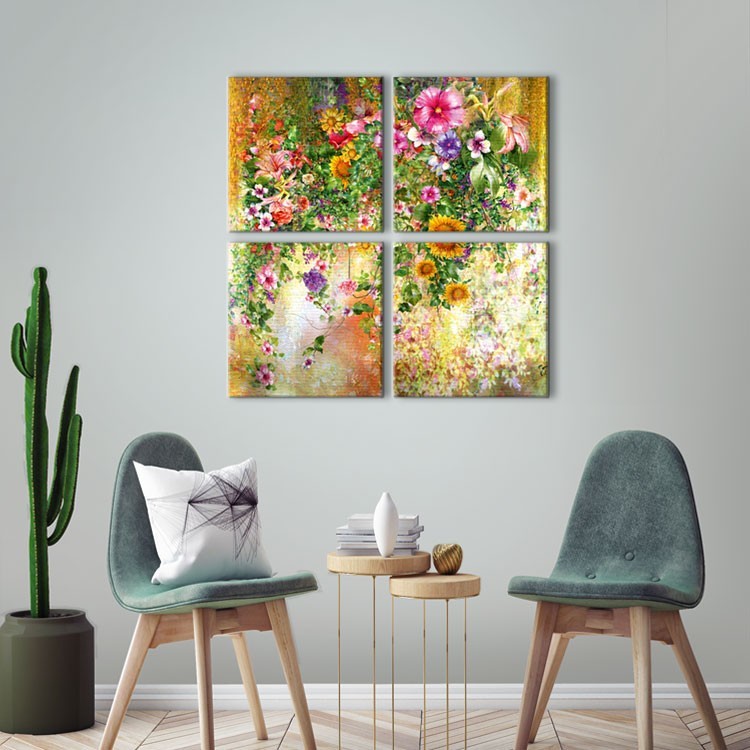 Multi Panel Πίνακας Πολύχρωμα λουλούδια